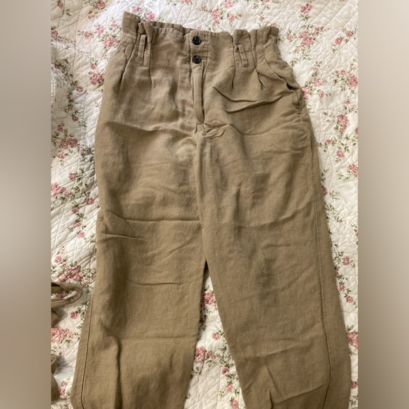 H&M Pants - H+M linen blend tan p high waisted pants